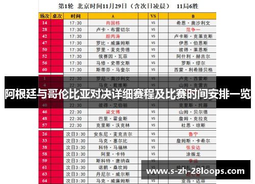 阿根廷与哥伦比亚对决详细赛程及比赛时间安排一览